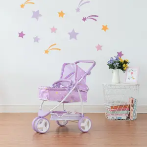 Teamson Kids Twinkle Stars Princess 2-in-1 Baby Doll Stroller, Purple