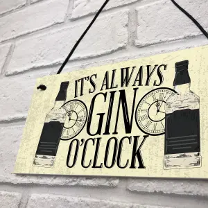 Red Ocean Gin O'Clock Friend House Warming Birthday Gift Plaque Garden Kitchen Gin  Tonic Sign