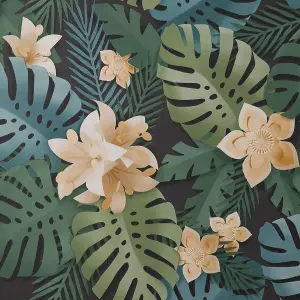 Dimensions Tropical Wallpaper Green / Mustard Fine Decor FD4231