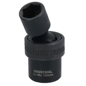 12mm 3/8in Drive Universal Swivel Wobble Metric Impact Shallow Socket