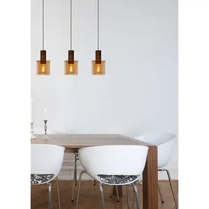 Lucide Toledo Vintage Bar Pendant Light 20cm - 3xE27 - Amber