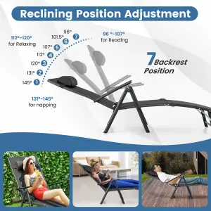 Costway Folding Chaise Lounge Chair Outdoor Portable Adjustable Reclining Chair