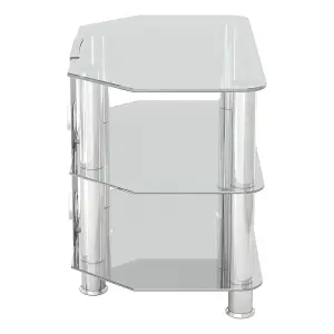 AVF Classic 60cm Glass Corner TV Stand with Cable Management for TVs up to 32" - Clear & Chrome