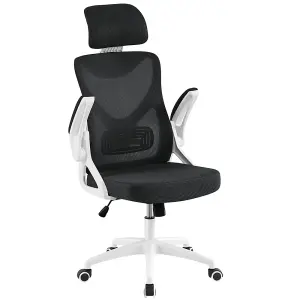 Yaheetech High Back Mesh Office Chair with Headrest and Armrest - White/Black