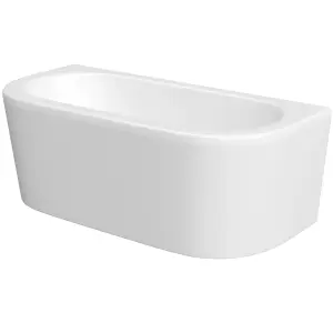 Cooke & Lewis Helena White Oval Curved Bath, panel & air spa set with 12 jets (L)1700mm