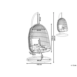 Hanging Chair with Stand ALLERA PE Rattan Beige