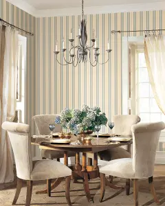 Galerie Stripes And Damask 2 Blue Heritage Stripe Smooth Wallpaper