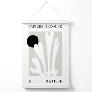 Matisse Floral Cutout Beige and Black Poster with Hanger / 33cm / White