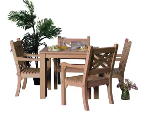 Winawood Wood Effect Square Dining Table - L98.3cm x D98.3cm x H76cm - New Teak