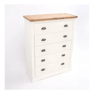 Cosenza 5 Drawer Chest of Drawers Brass Cup Handle