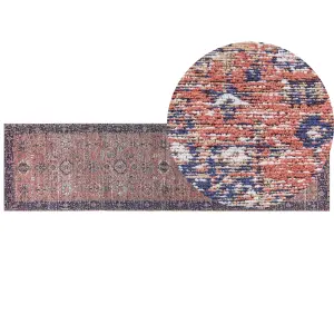 Cotton Runner Rug 80 x 300 cm Red and Blue KURIN