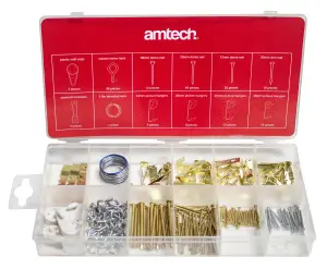 Amtech S5162 Picture Hanging Kit, Picture Hangers, Picture Hooks, Wall Pegs, Hanging Wire, 180pc