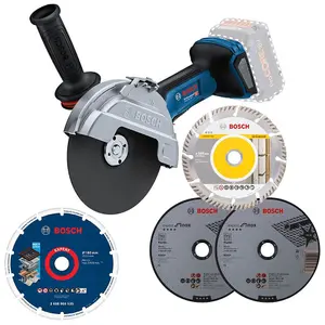 Bosch GWS 18 V-180 P 180mm 18v Brushless Angle Grinder BITURBO 7" + 4 Blades