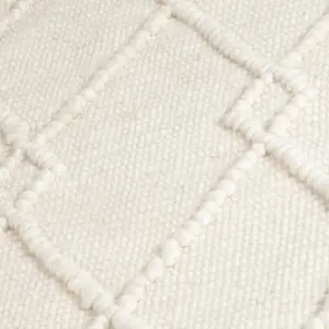 Cream Diamond Pattern Runner Wool Rug (60 x 230cm)