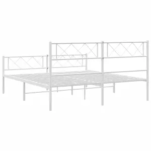 Berkfield Metal Bed Frame with Headboard and Footboard White 150x200 cm