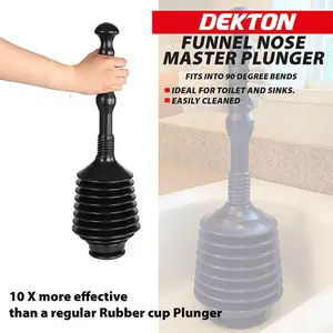 Dekton Master Plunger Clear Unblock Unclog Drains Sinks Toilets Showers Waste - Specialist