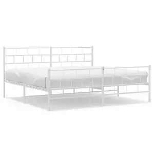 Berkfield Metal Bed Frame with Headboard and Footboard White 200x200 cm