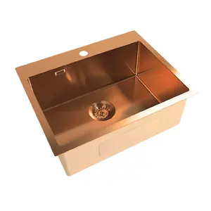 Stainless Steel Inset Single Bowl Kitchen Sink - Rose Gold - 55 x 45 x 21cm