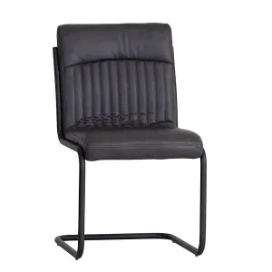 Hommoo Industrial Style Pu Leather Padded Seat Dining Chair Dark Grey (Set Of - 2)