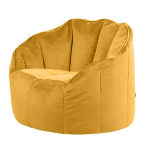 icon Sirena Scallop Chair Bean Bag Ochre Yellow Velvet Bean Bags