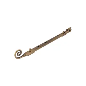 Dart Monkey Tail Brass Window Stay 12" (300mm) - Antique Brass