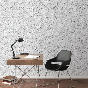 Galerie Evergreen Grey Mica Terrazzo Smooth Wallpaper