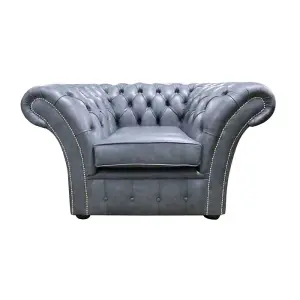 Chesterfield Club Armchair Stella Liquorice Leather In Balmoral Style