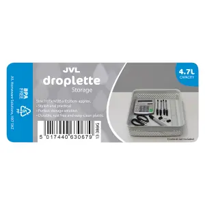 JVL Droplette Design Plastic Storage Tray, Grey