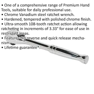 Premium Pear-Head 1/4 Inch Ratchet Wrench with 108-Tooth Mechanism