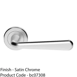 Premium Smooth Rounded Door Handle Set - Satin Chrome Designer Lever Round Rose