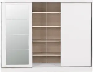 Nevada 3 Door Sliding Wardrobe with Mirror in White Gloss Finish