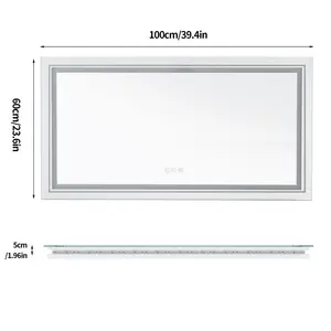 LED Illuminated Bathroom Mirror Fog Free Touch Sensor 60cm H x 100cm W