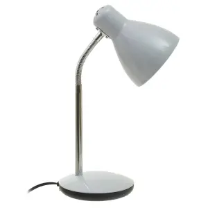 Interiors by Premier Grey Table Lamp for Work Desk, Desk Lamp with Conical Lamp Head, Long Lasting Iron Bedside Lamp