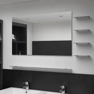 Berkfield Wall Mirror with 5 Shelves Silver 100x60 cm