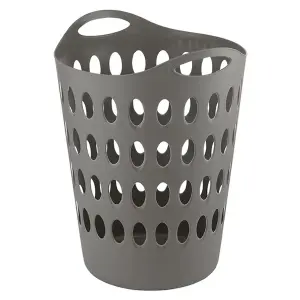 2x Tall Gray Flexi Lightweight Plastic Laundry Baskets For Home Laundry Clothes Storage Baskets