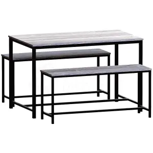 Vida Designs Brooklyn Grey Industrial 4 Seater Dining Table & Bench Set