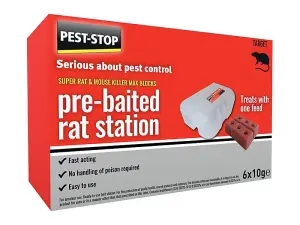 Pest-Stop Super Rat and Mouse Killer Wax Block Station for Effective Pest Control