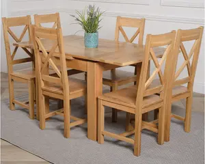 Richmond 90cm - 150cm Square Oak Extending Dining Table and 6 Chairs Dining Set with Berkeley Chairs