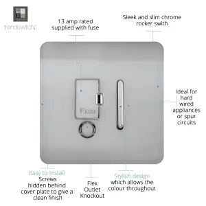 Trendiswitch BRUSHED STEEL 13 Amp Fused Spur with Flex Outlet