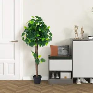 Costway Artificial Hydrangea Tree Fake Potted Silk Tree Faux Indoor Floor Plant