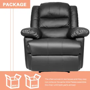 Onemill Adjustable Leather Recliner Chair Armchair Sofa PU Leather  for Living Room Lounge