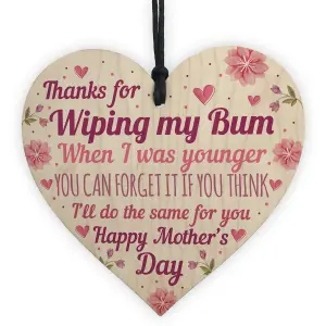 Red Ocean Novelty Mothers Day Gift From Daughter Son Funny Rude Cheeky Mum Gifts Wood Heart Plaque Gift For Mum