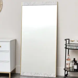 Melody Maison Luxe Gold & Faux Marble Mirror - Large 155cm x 75cm