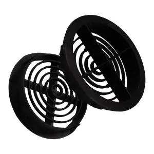 Pack of 2 Black Blue Plastic 68mm Round Soffit Air Vents Push in Roof and Eave Circular Mesh Air Vents