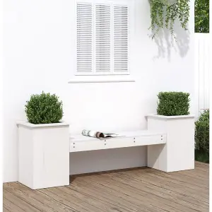 Berkfield Planter Bench White 184.5x39.5x56.5 cm Solid Wood Pine