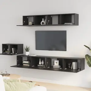 Berkfield 5 Piece TV Cabinet Set Black Engineered Wood