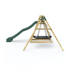 Rebo Children's Wooden Pyramid Activity Frame with Swing and 10ft Water Slide - Cloudcap