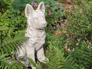 Large Alsatian/German Shepherd Dog Stone Cast Garden Ornament