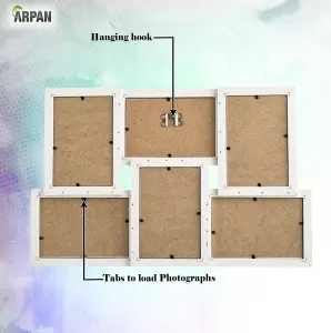 ARPAN Collage Multiple Picture Frames for 6 Photos in 4 x 6 Inches Wooden, MDF Wall Mounting Frame (White)