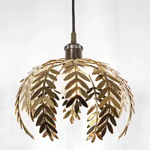 Traditional Fern Leaf Design Ceiling Pendant Light Shade in Polished Gold Finish